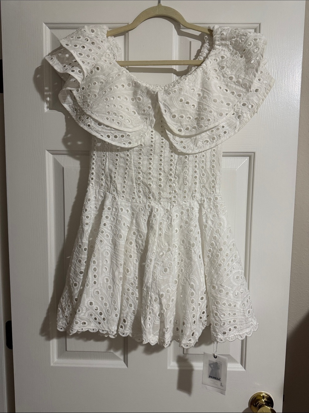 White Eyelet Ruffle Dress